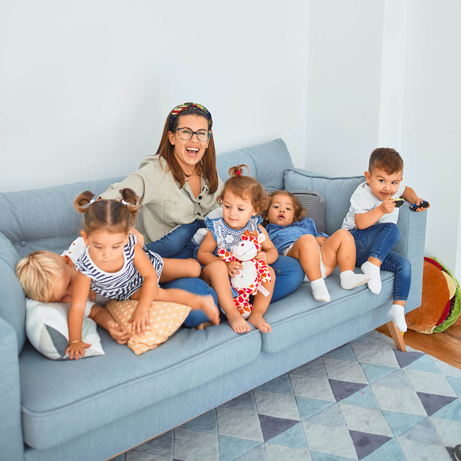 Light blue mid-size couch and sofa for families